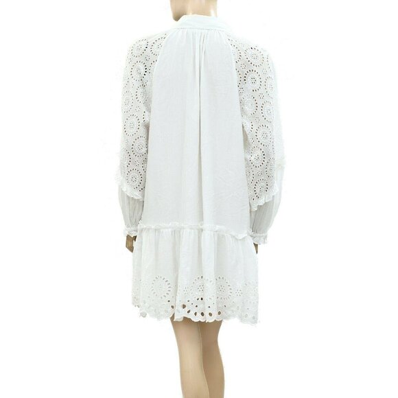HappyXNature Kate Hudson Buttondown Mini Dress Eyelet Embroidered S New - Picture 5 of 6